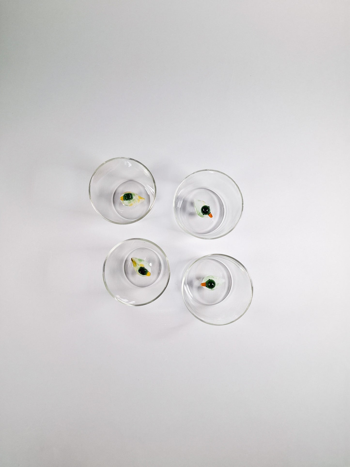Set de 4 vasos de cristal con detalle de Pato