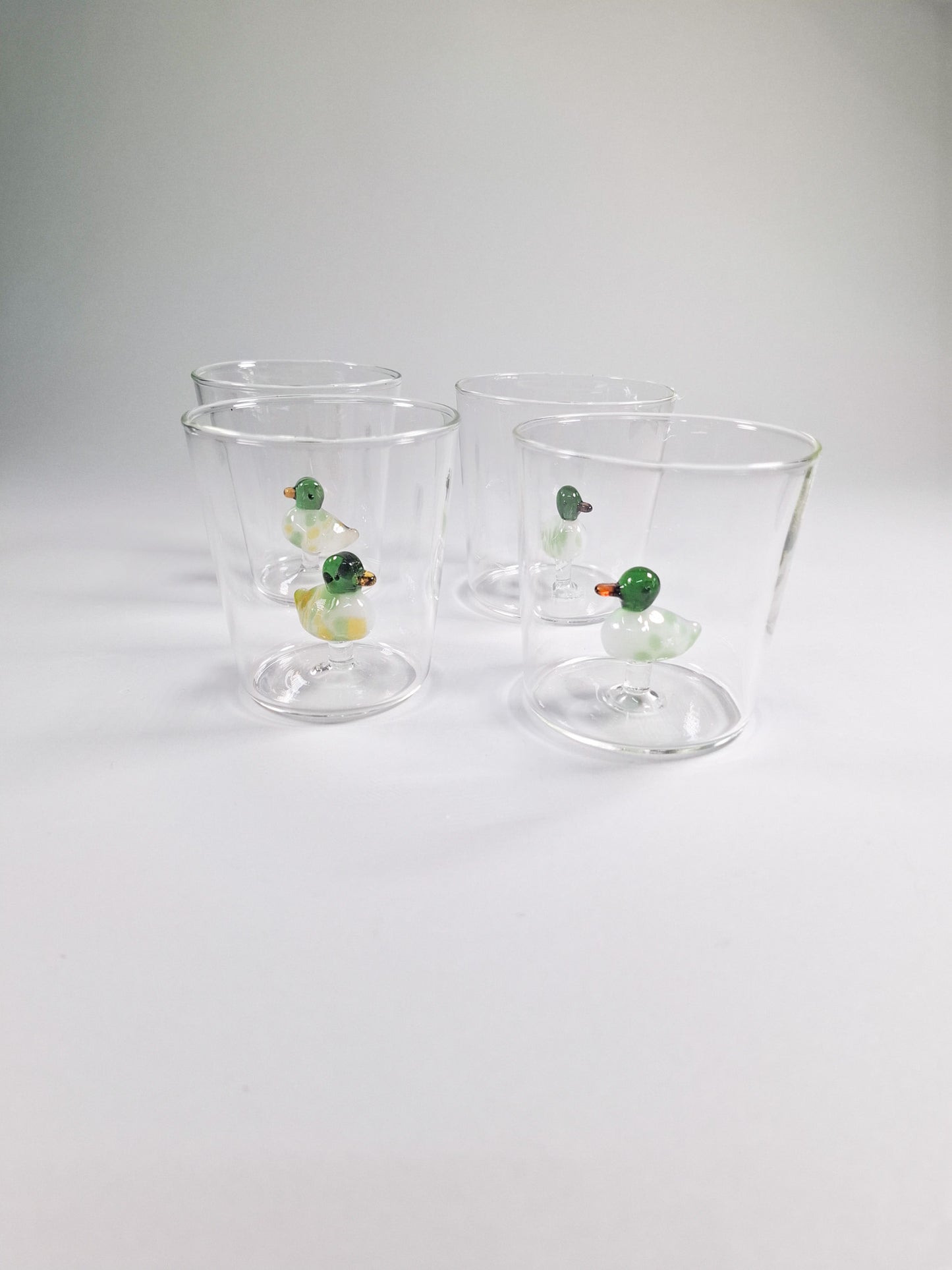 Set de 4 vasos de cristal con detalle de Pato