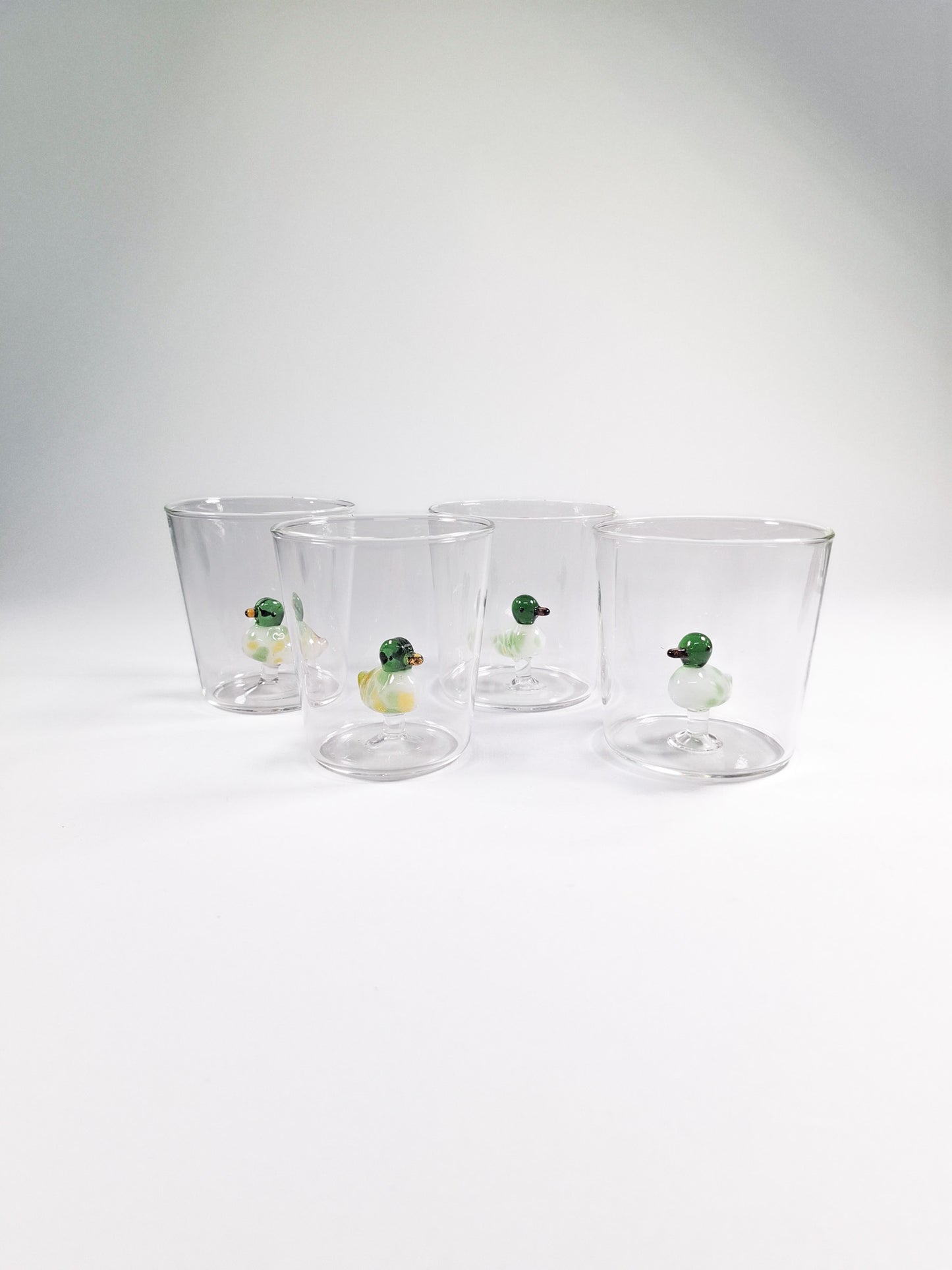 Set de 4 vasos de cristal con detalle de Pato