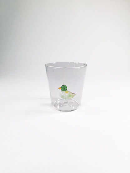 Set de 4 vasos de cristal con detalle de Pato