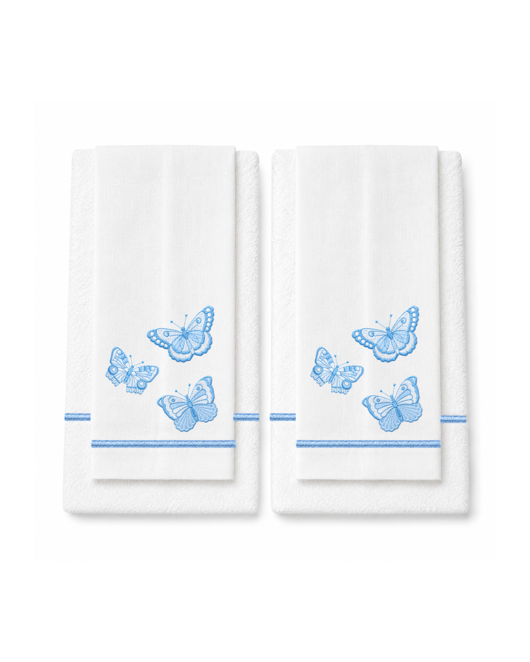 Bordado de Mariposas Azul cielo