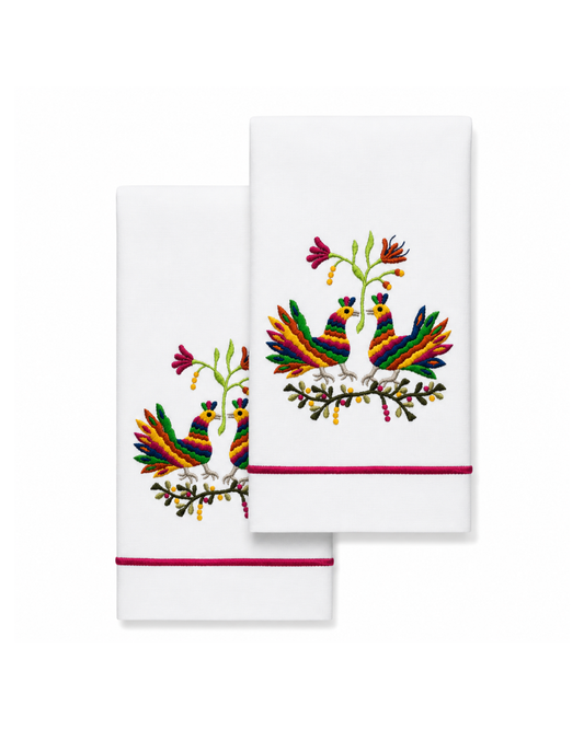 Par de toallas de lino l Tenango rosa