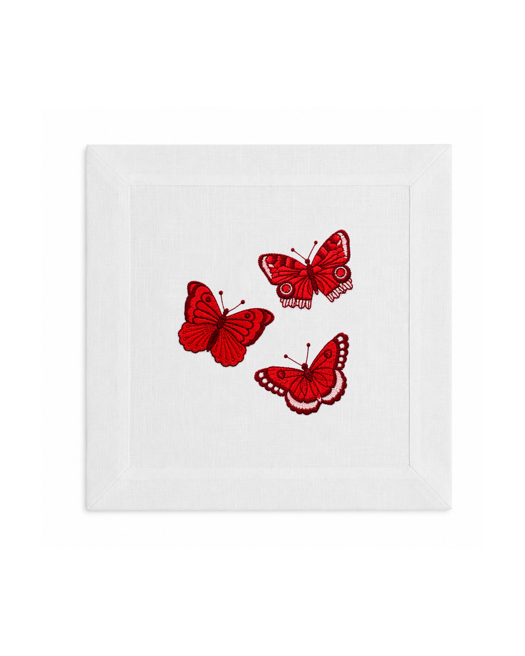 Bordado de Mariposas Rojas