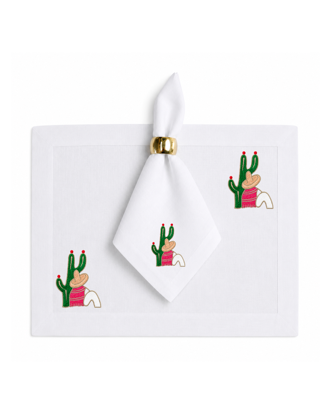 Bordado de Campesino con nopal l Rosa mexicano