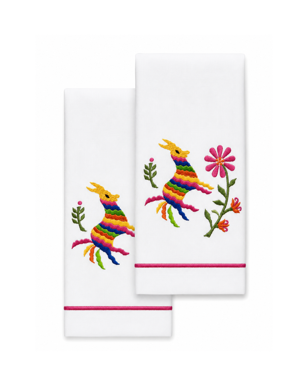 Par de toallas de lino l Tenango caballo colores