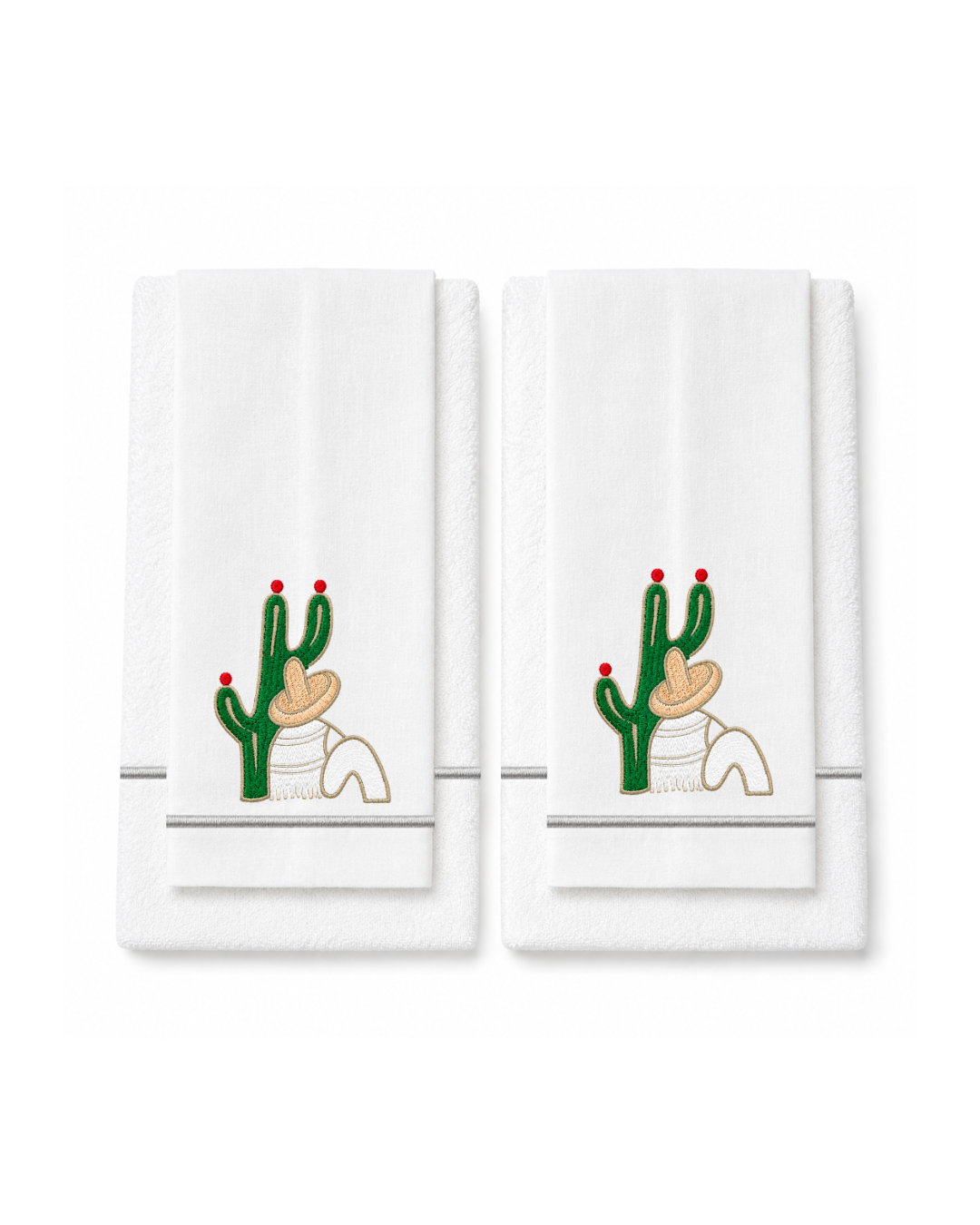 Bordado de Campesino con nopal l Blanco