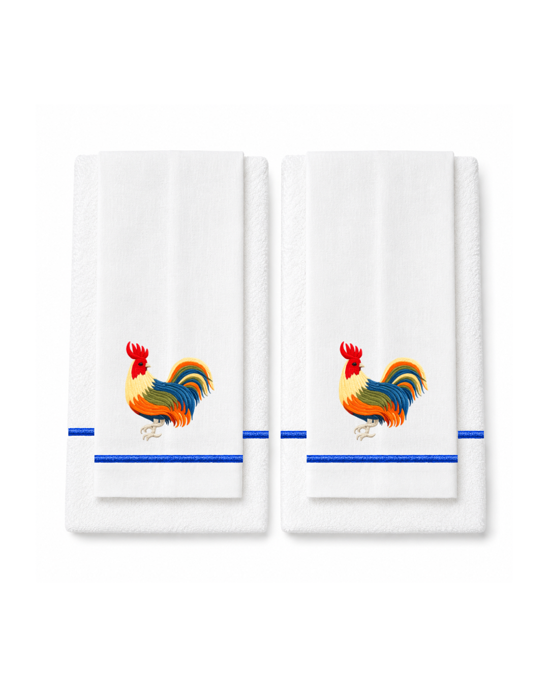 Bordado de Gallo l Amarilo y Azul