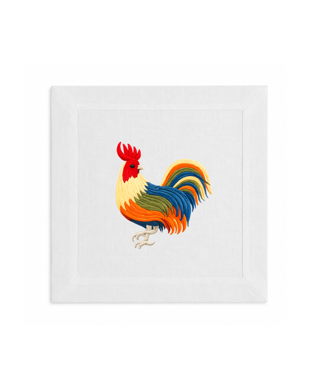 Bordado de Gallo l Amarilo y Azul