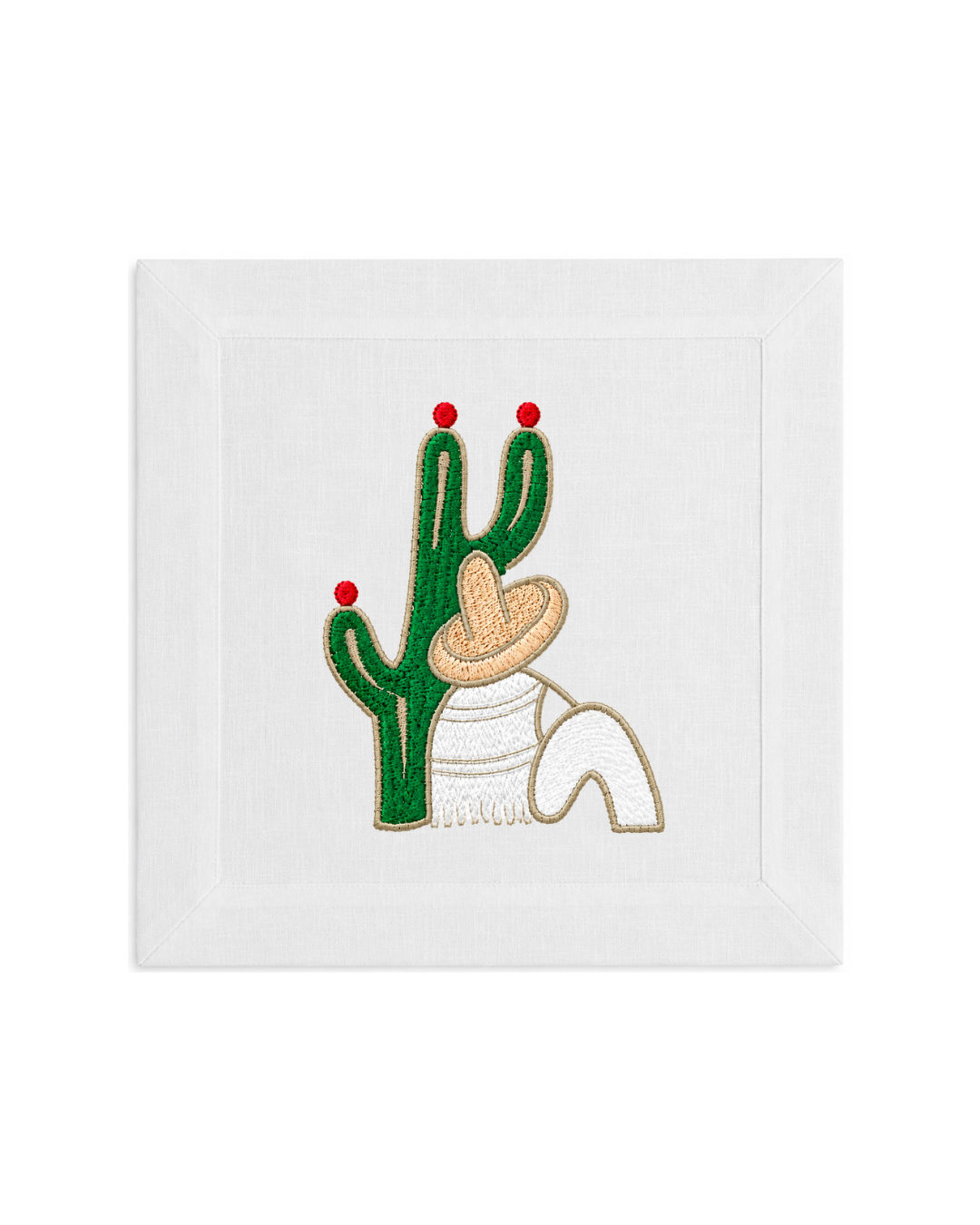 Bordado de Campesino con nopal l Blanco