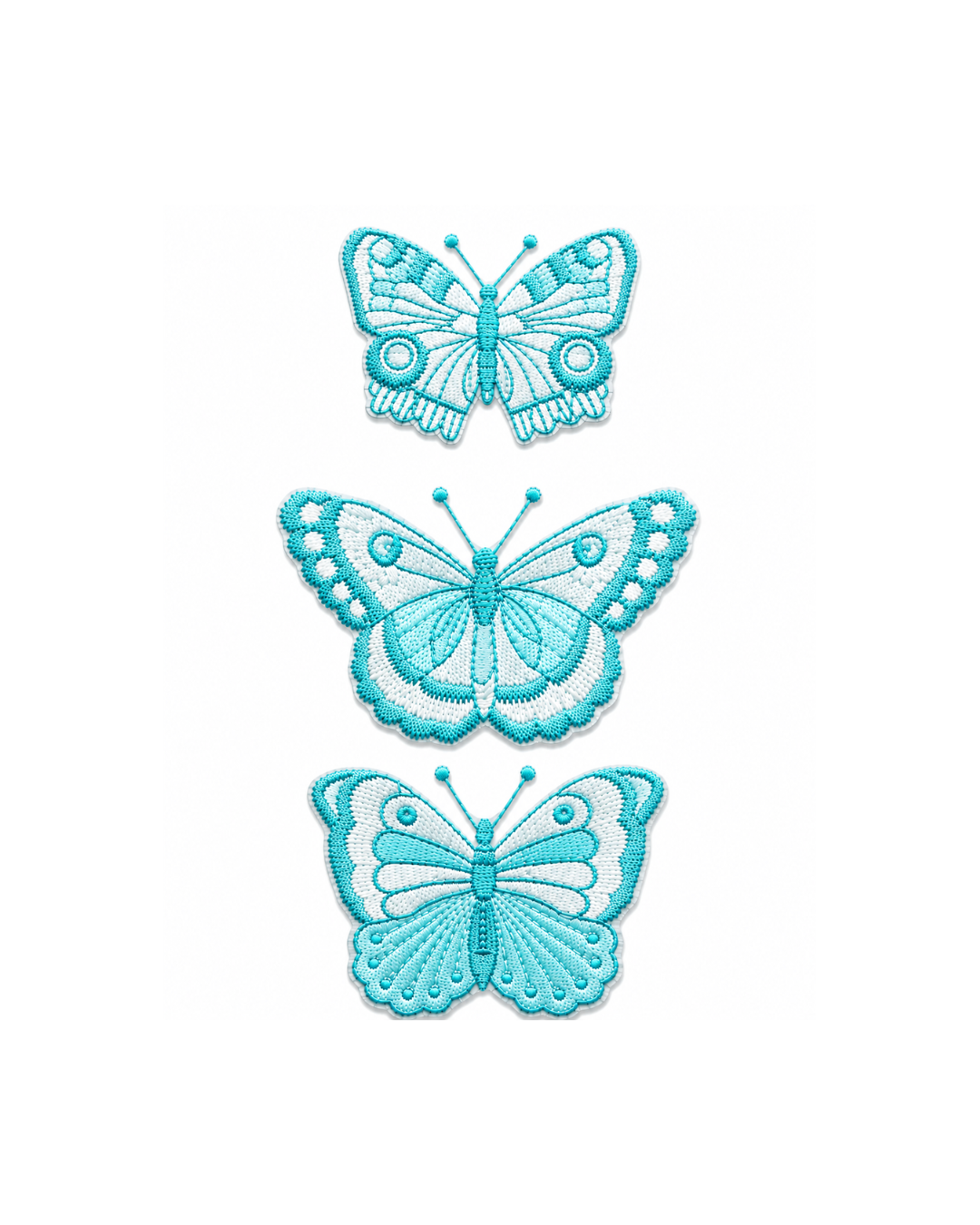 Bordado de Mariposas Azul aqua
