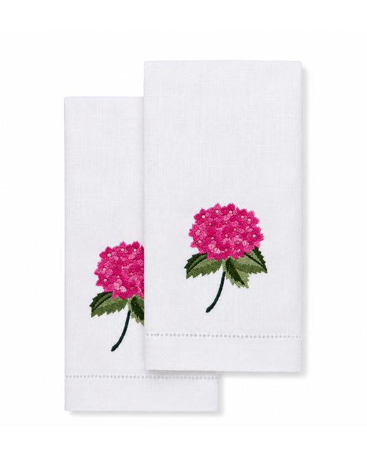 Par de toallas de lino l Hortensia bugambilia