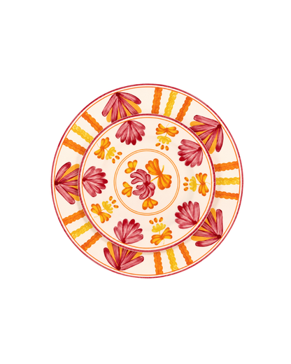 Juego de 4 Platos Floral I Trinche