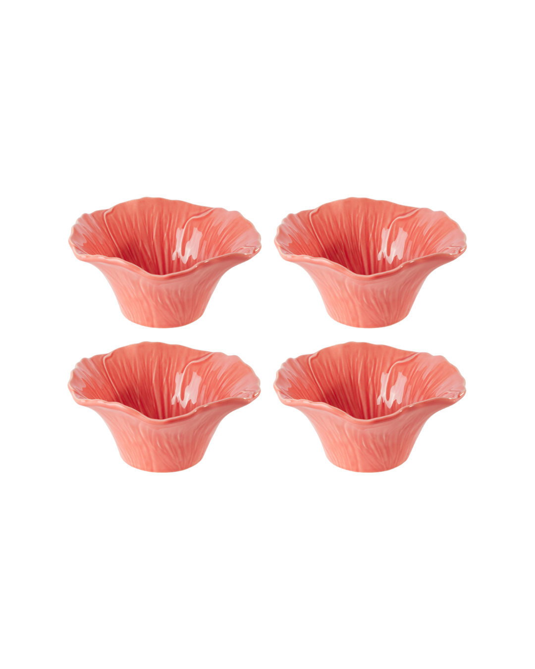 Juego de 4 Bowls de cerámica | Flor Salmón