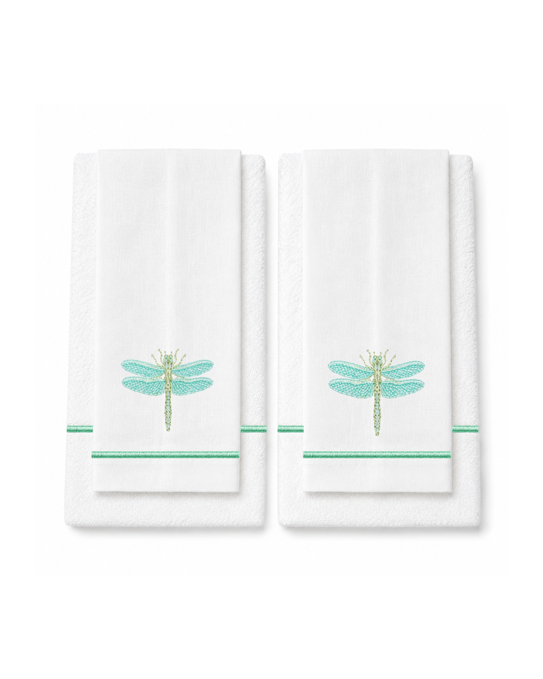 Bordado de Libélulas Verde Menta