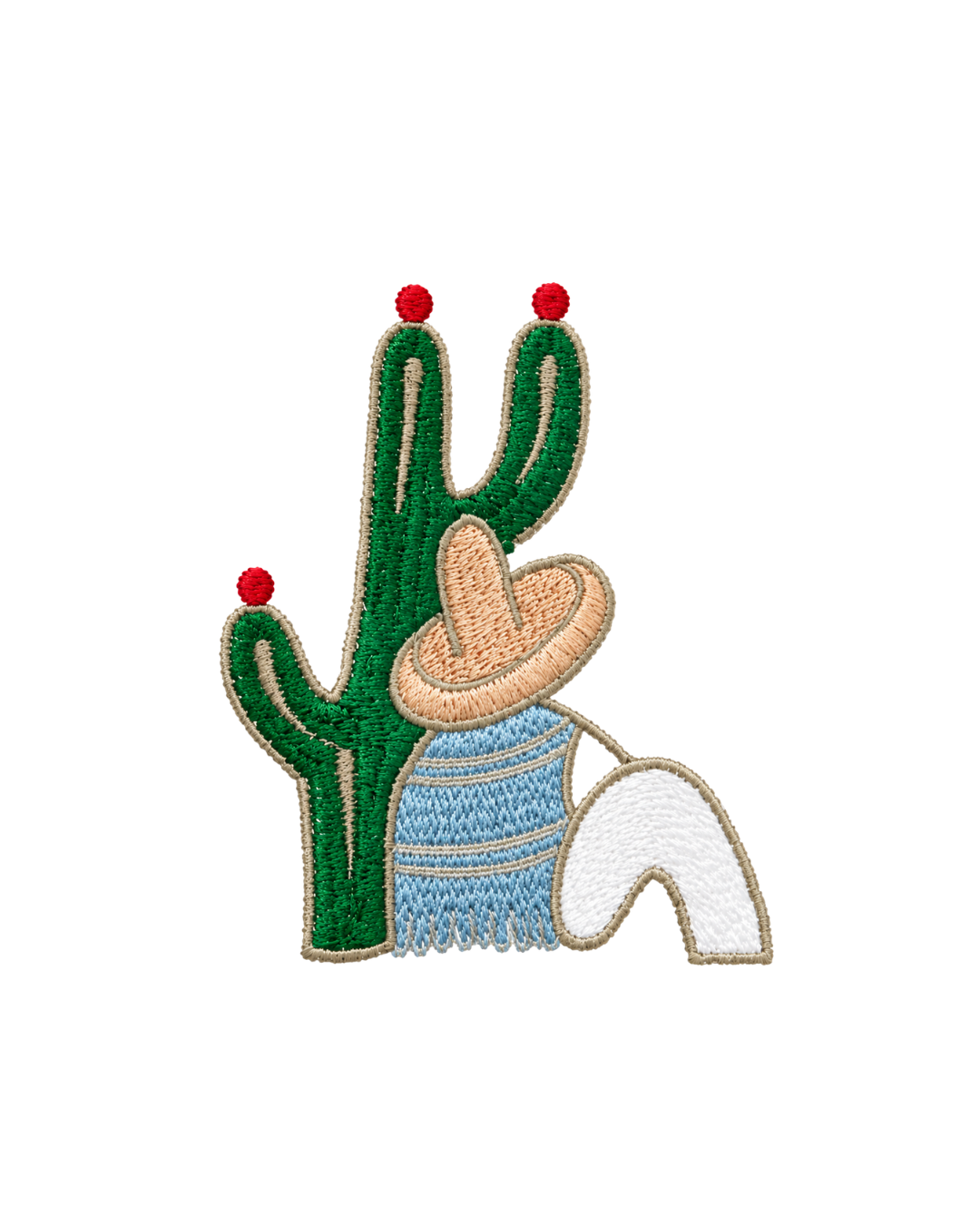 Bordado de Campesino con nopal l Azul Cielo