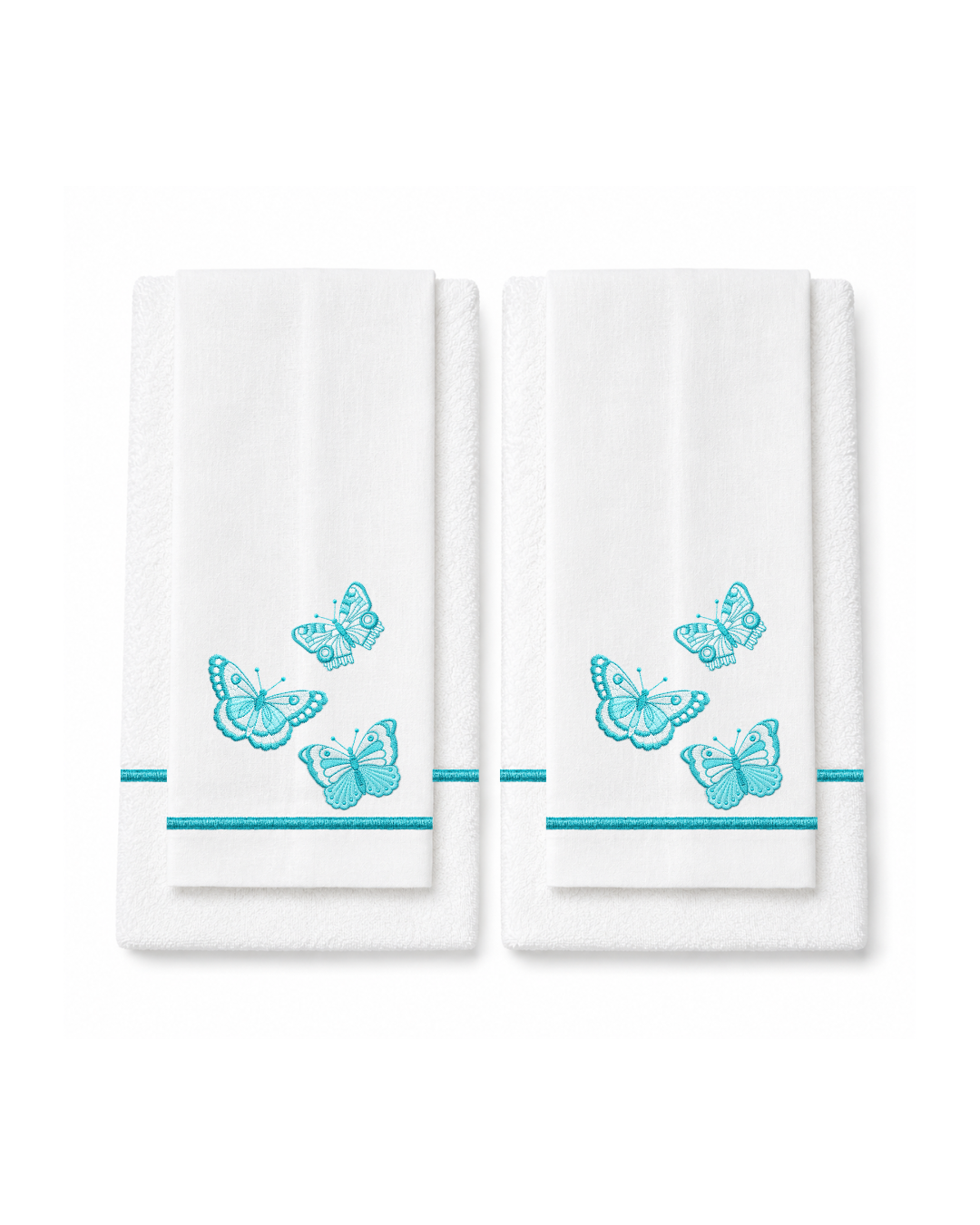 Bordado de Mariposas Azul aqua