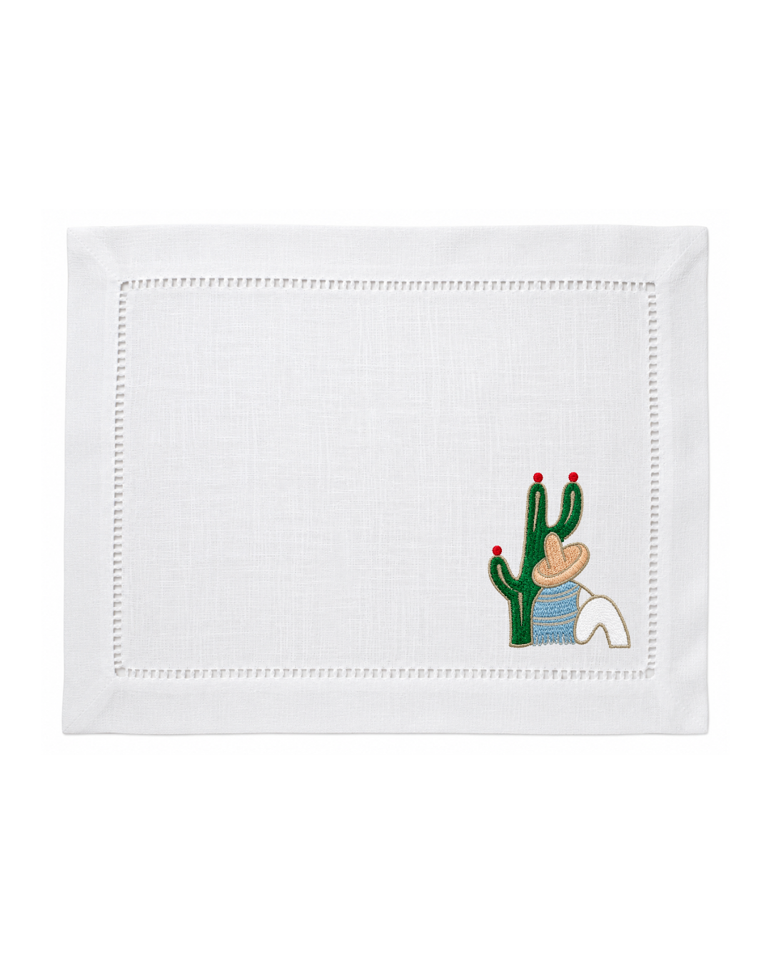 Bordado de Campesino con nopal l Azul Cielo