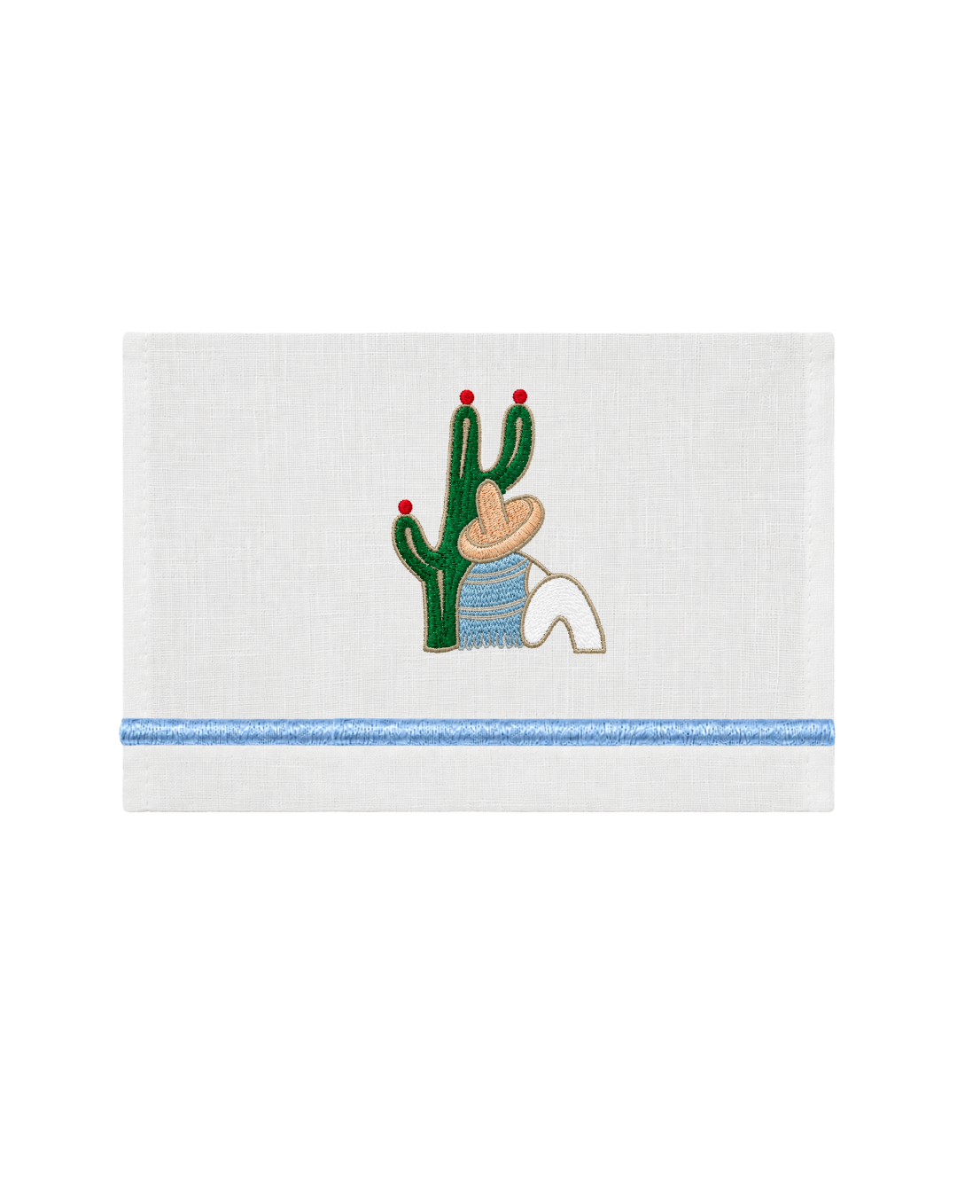 Bordado de Campesino con nopal l Azul Cielo
