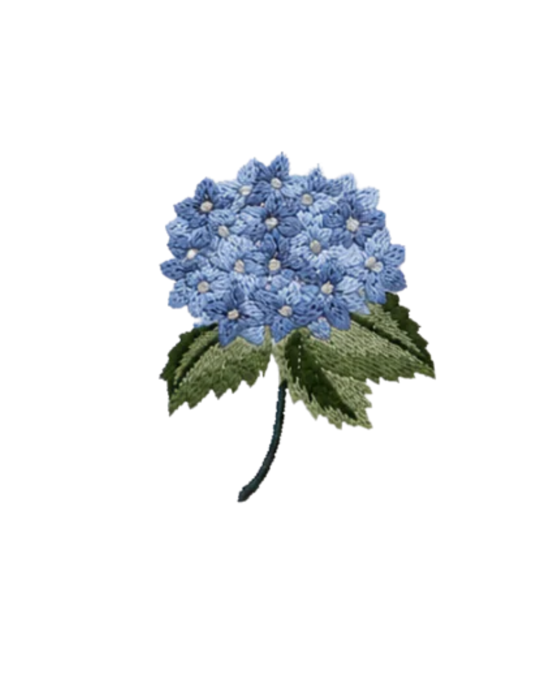 Bordado de Hortensia Azul Rey