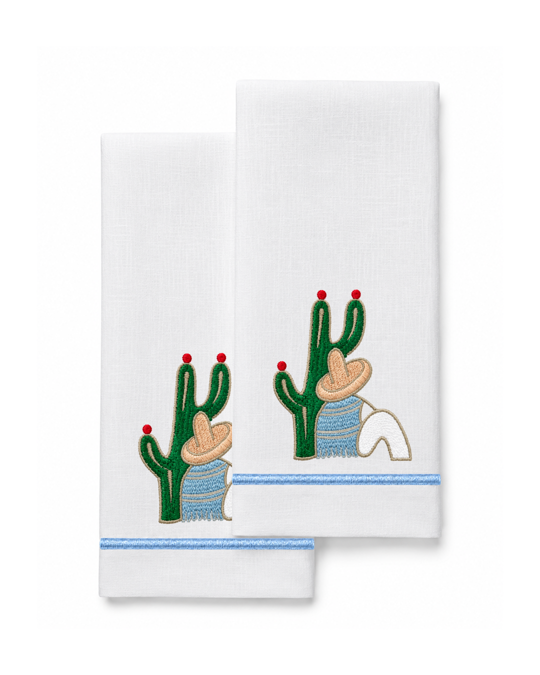 Bordado de Campesino con nopal l Azul Cielo