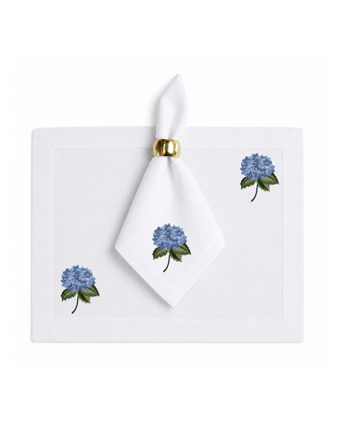 Bordado de Hortensia Azul Rey
