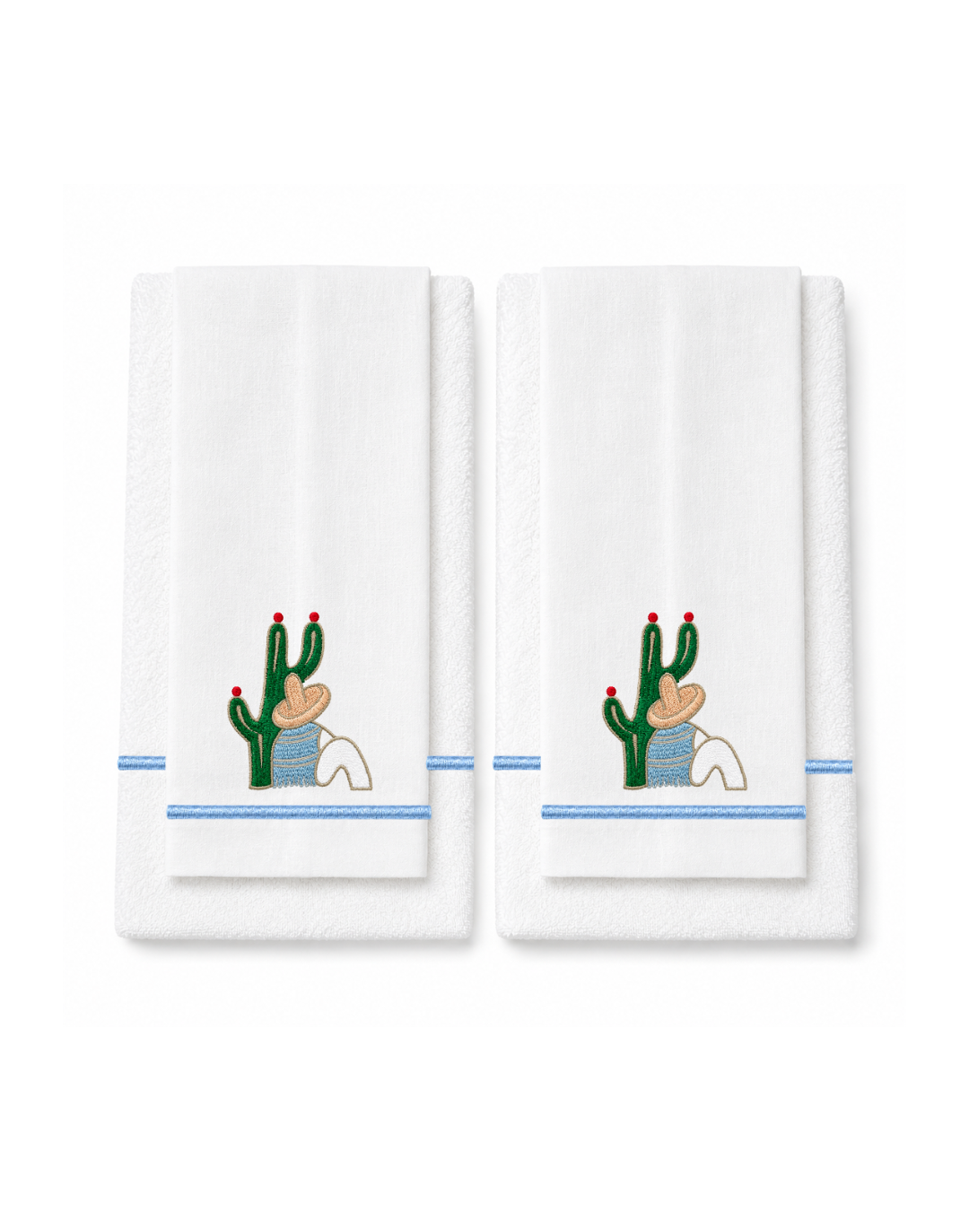 Bordado de Campesino con nopal l Azul Cielo