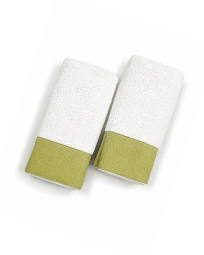 Toalla facial individual l Cenefa de lino Verde