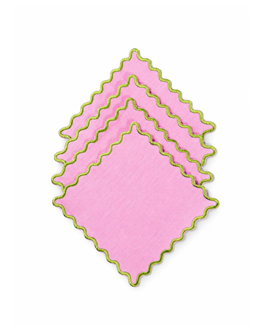 Juego de 4 servilletas de cocktail cuadradas l Color Rosa