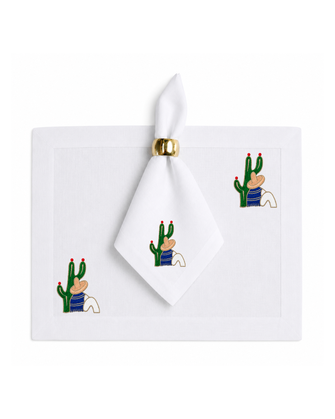 Bordado de Campesino con nopal l Azul
