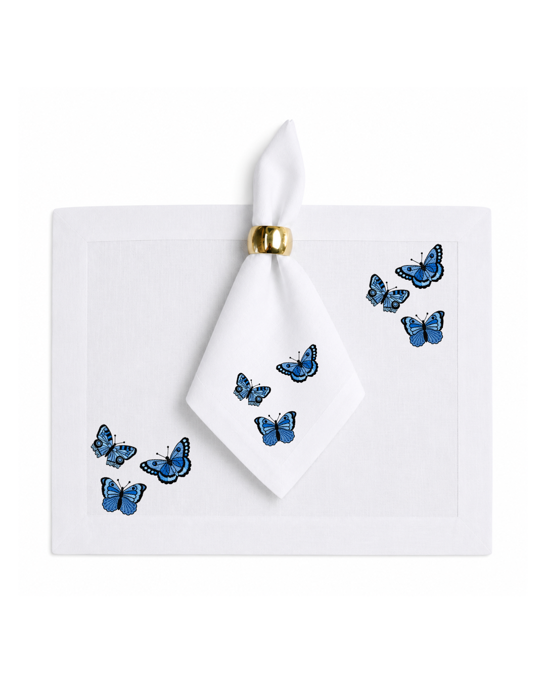 Bordado de Mariposas Azul