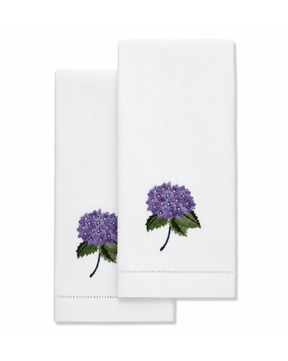 Par de toallas de lino l Hortensia morada