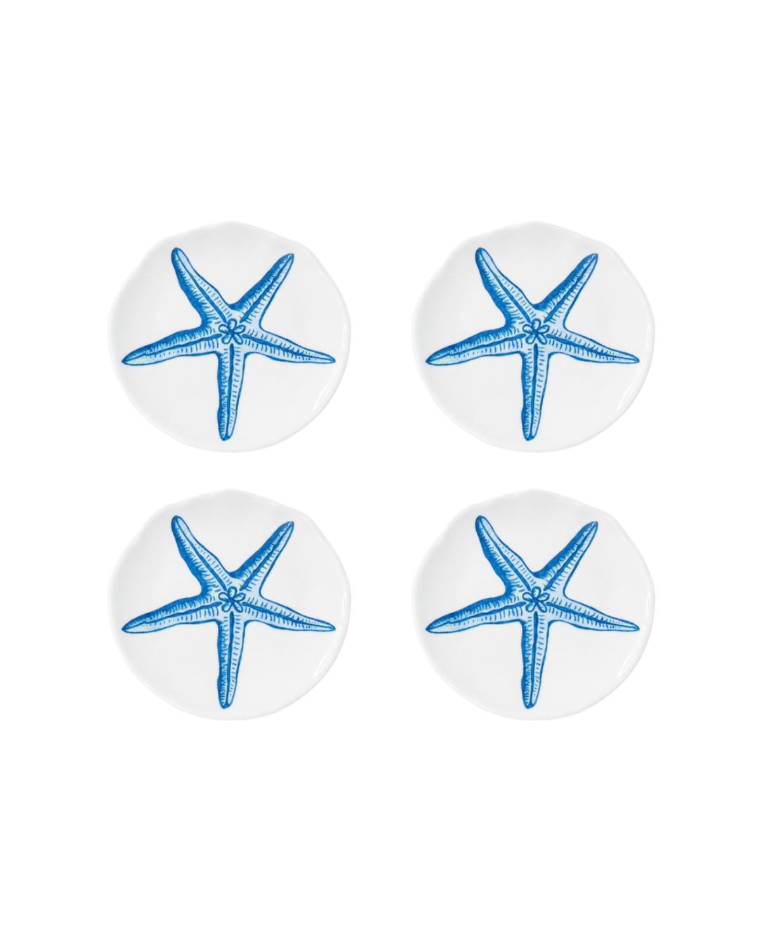 Juego de 4 platos de cerámica l Estrella de Mar