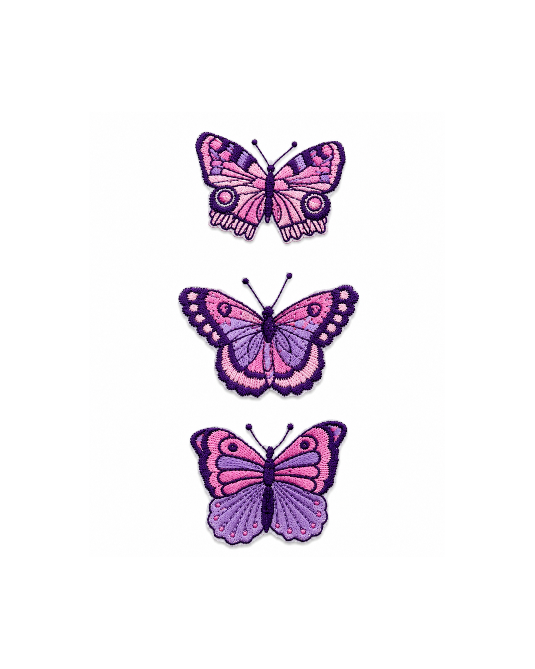 Bordado de Mariposas Rosa con morado