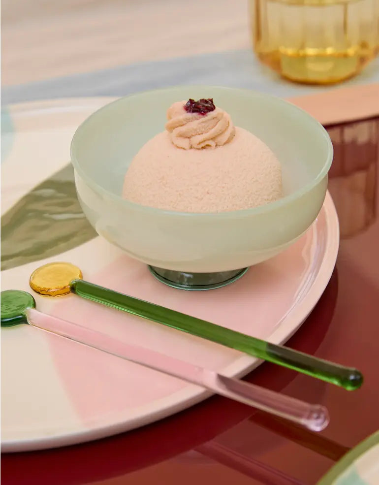 Juego de 4 Bowls para helado de cristal l Verde pistache