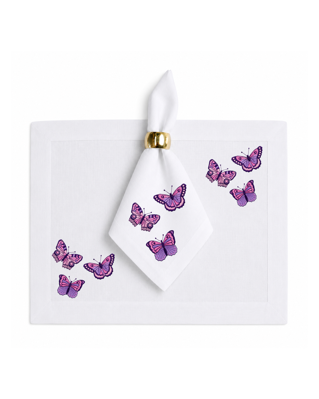 Bordado de Mariposas Rosa con morado
