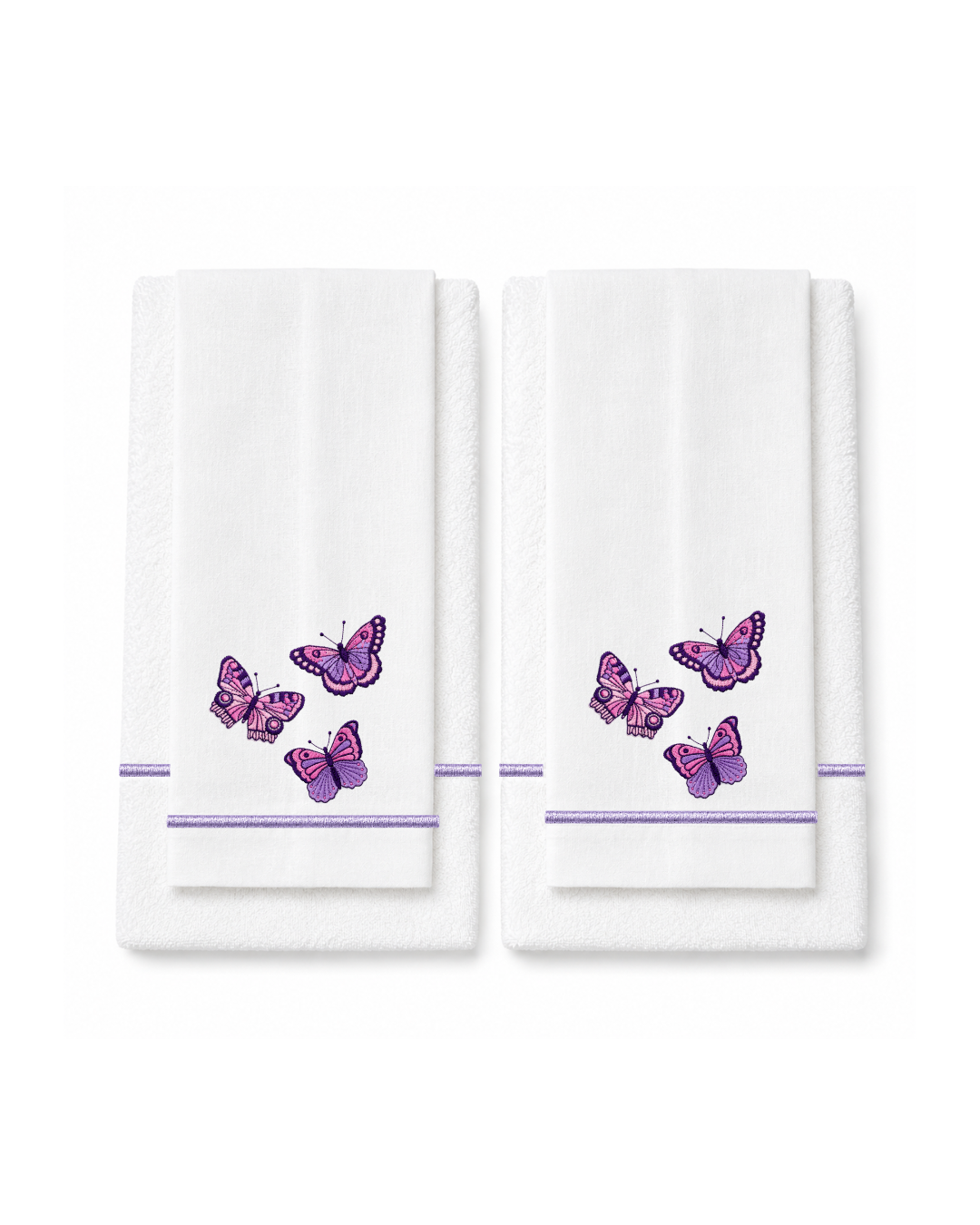 Bordado de Mariposas Rosa con morado