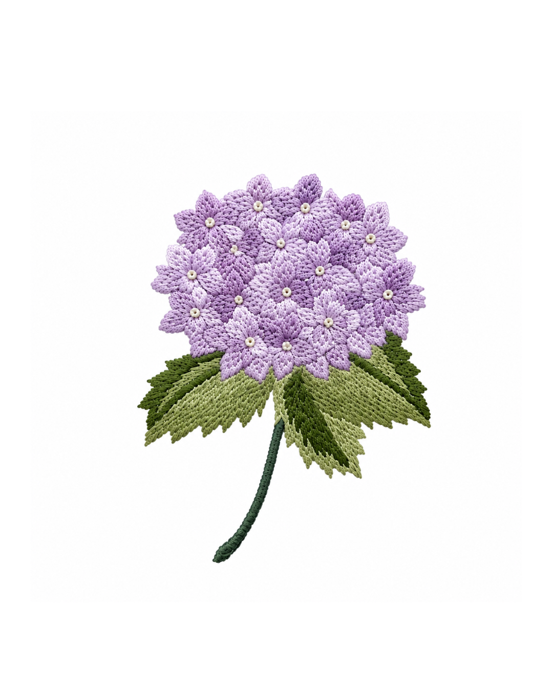 Bordado de Hortensia Lila