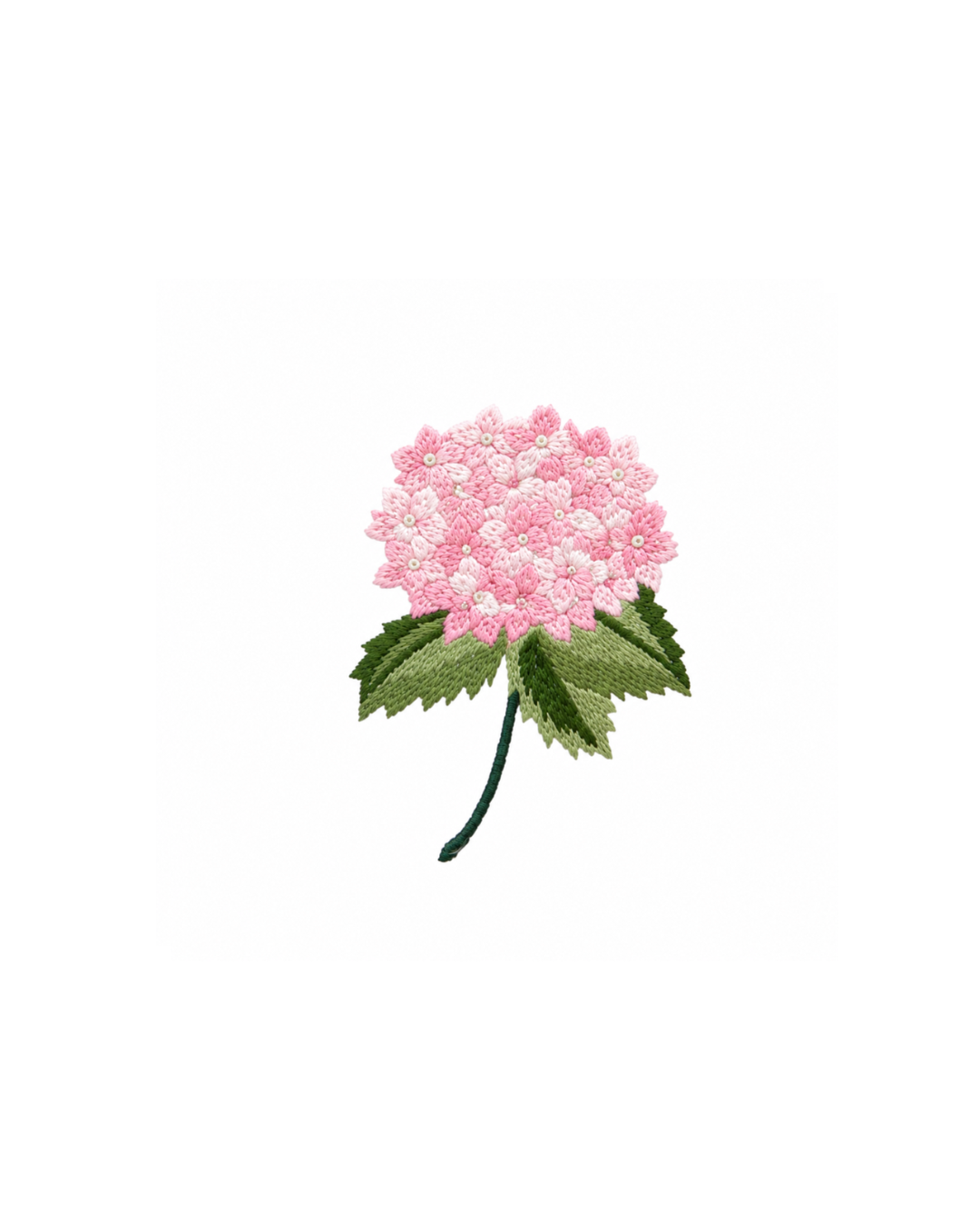 Bordado de Hortensia Rosa claro