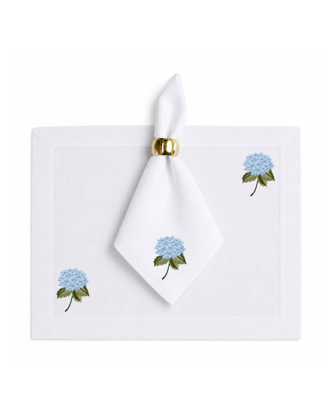 Bordado de Hortensia Azul Cielo