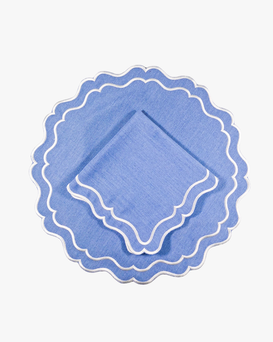 Juego de Individuales con Servilleta Waterproof l Azul Claro