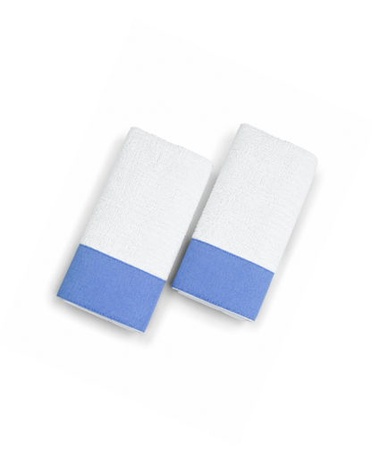 Toalla facial individual l Cenefa de lino azul