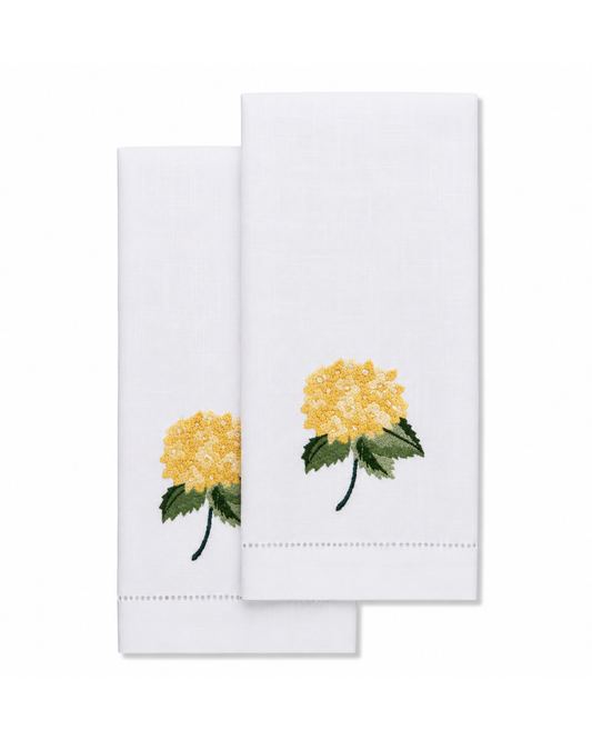 Par de toallas de lino l Hortensia amarilla