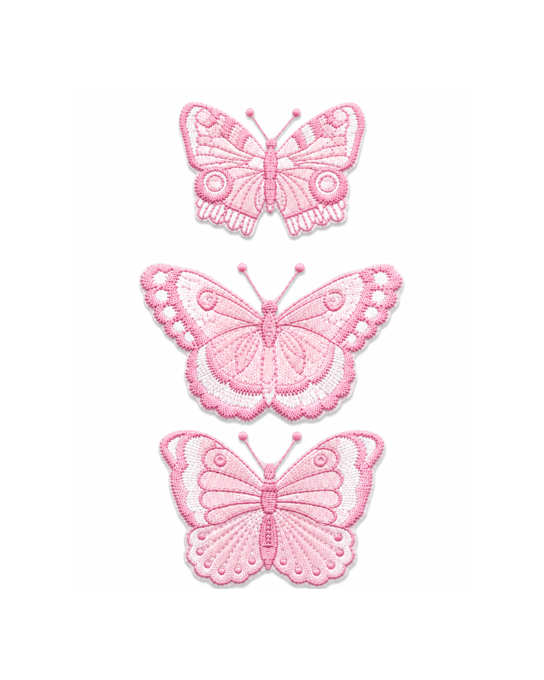 Bordado de Mariposas Rosa claro