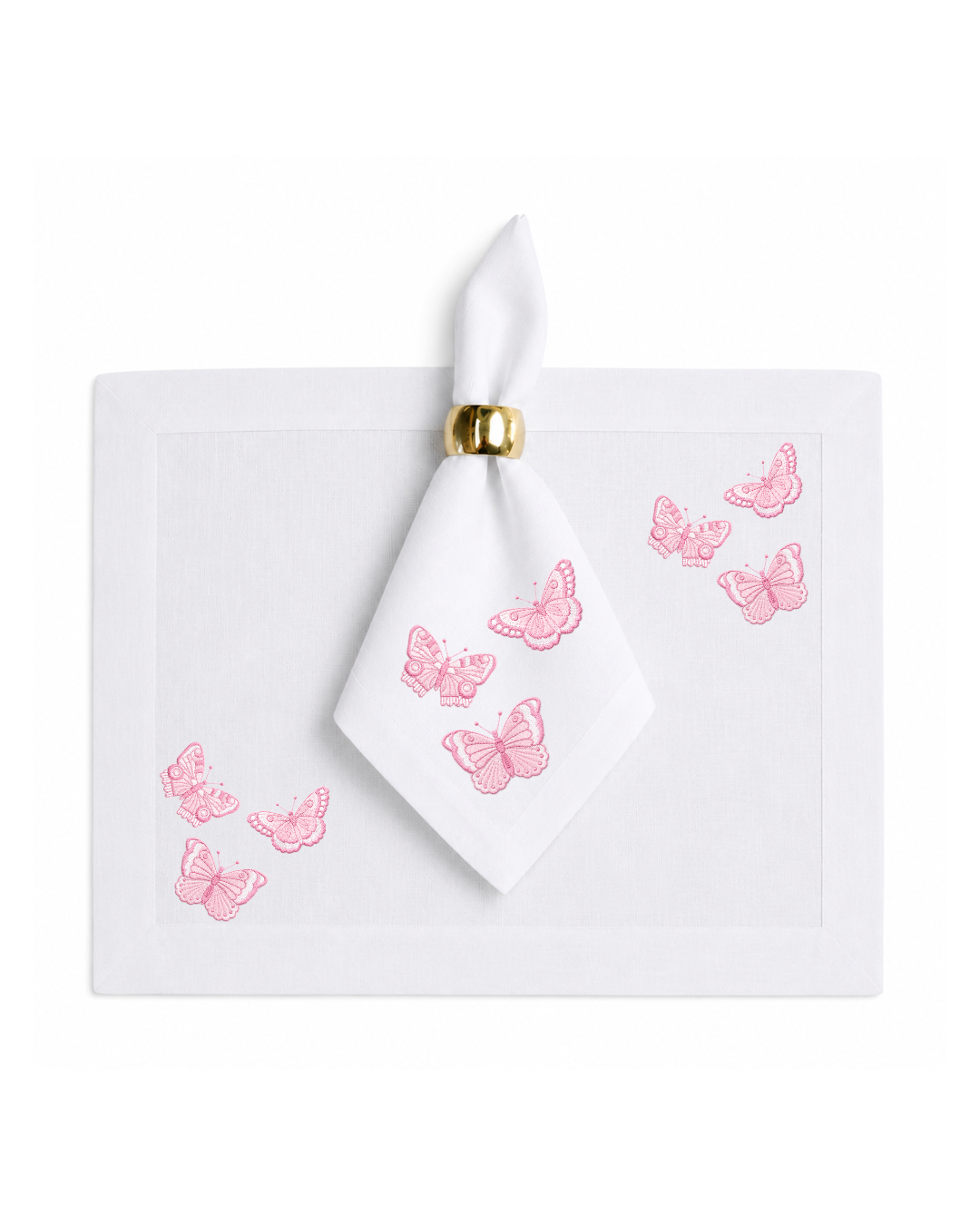 Bordado de Mariposas Rosa claro