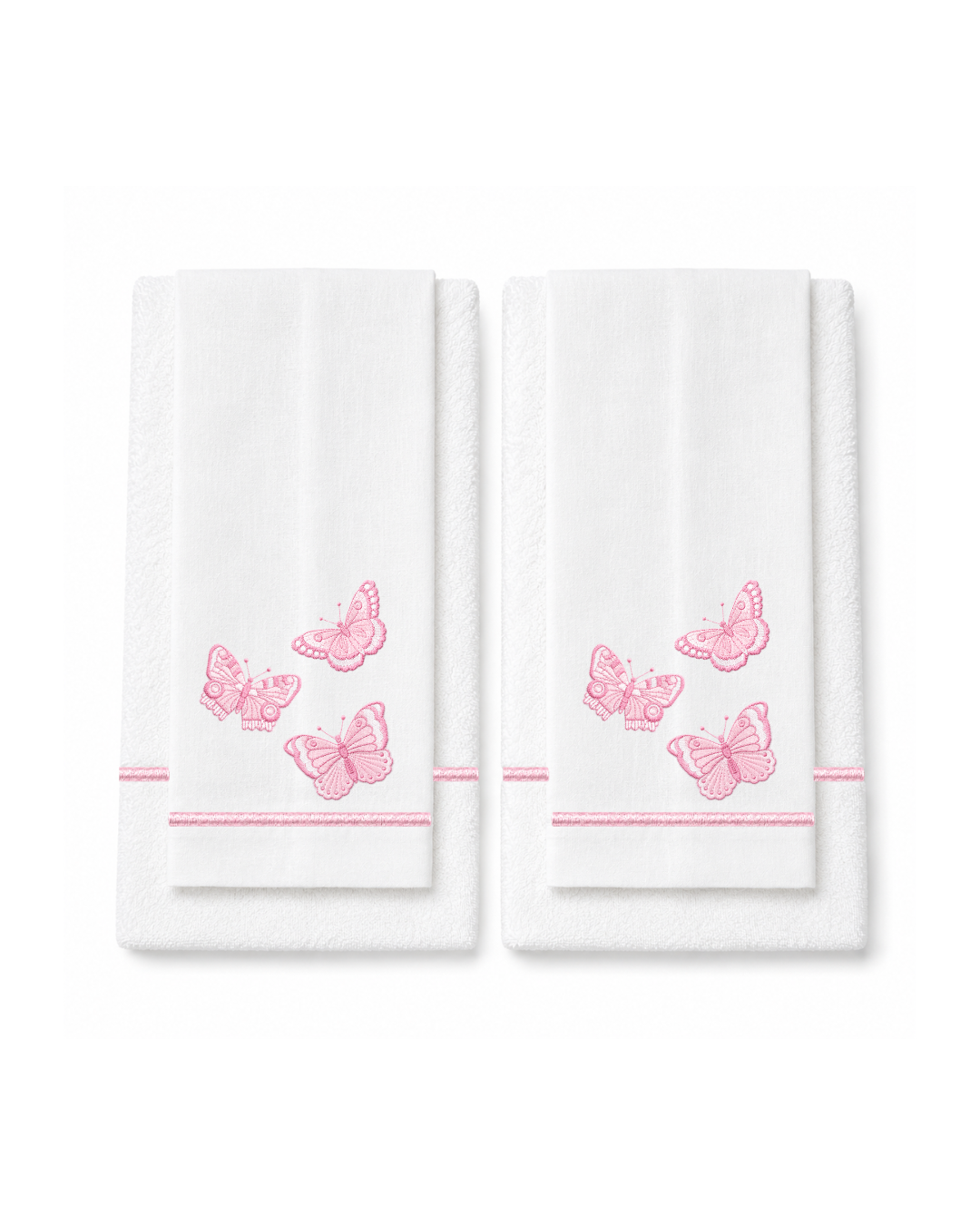 Bordado de Mariposas Rosa claro