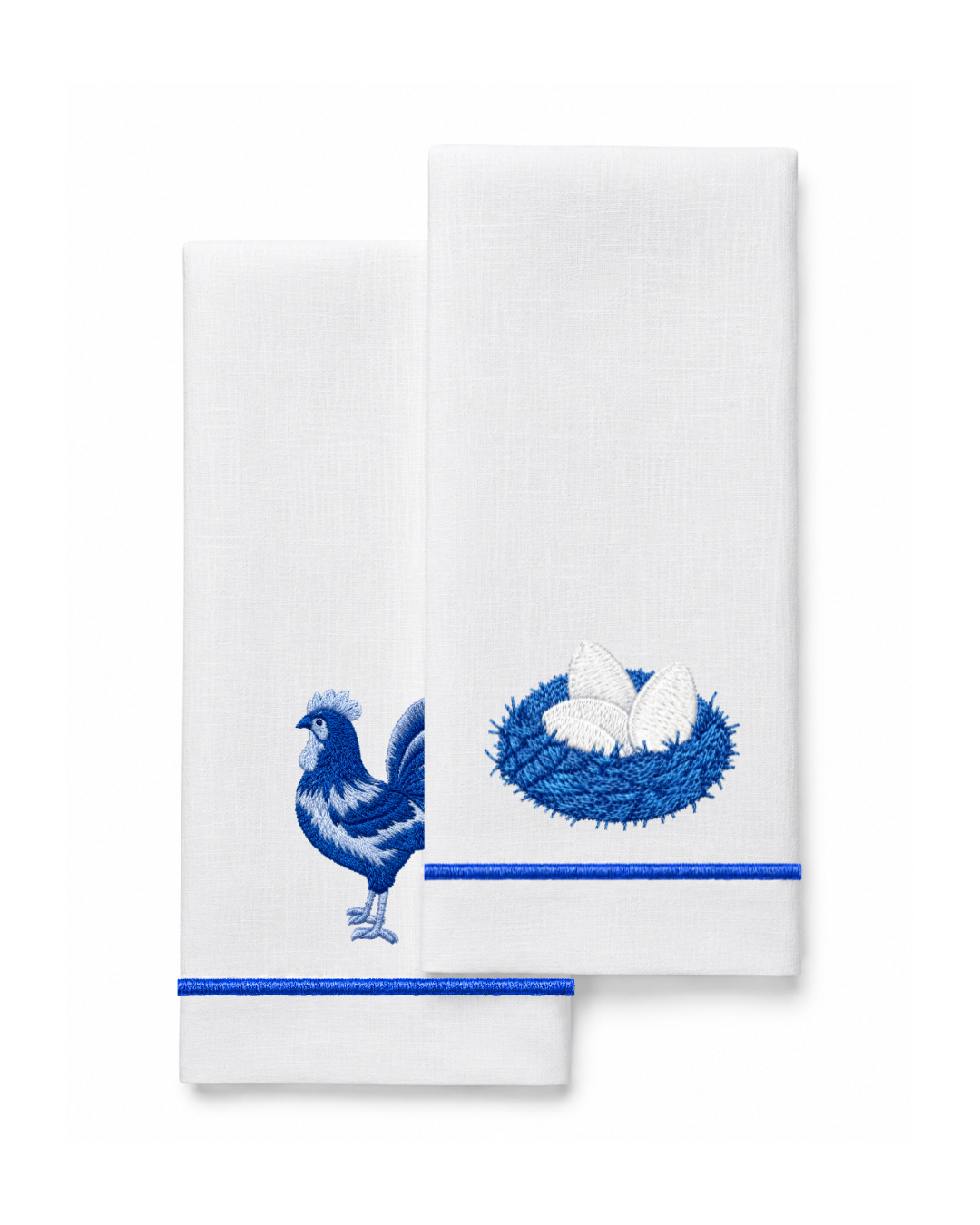 Bordado de Gallina y Huevos l Azul