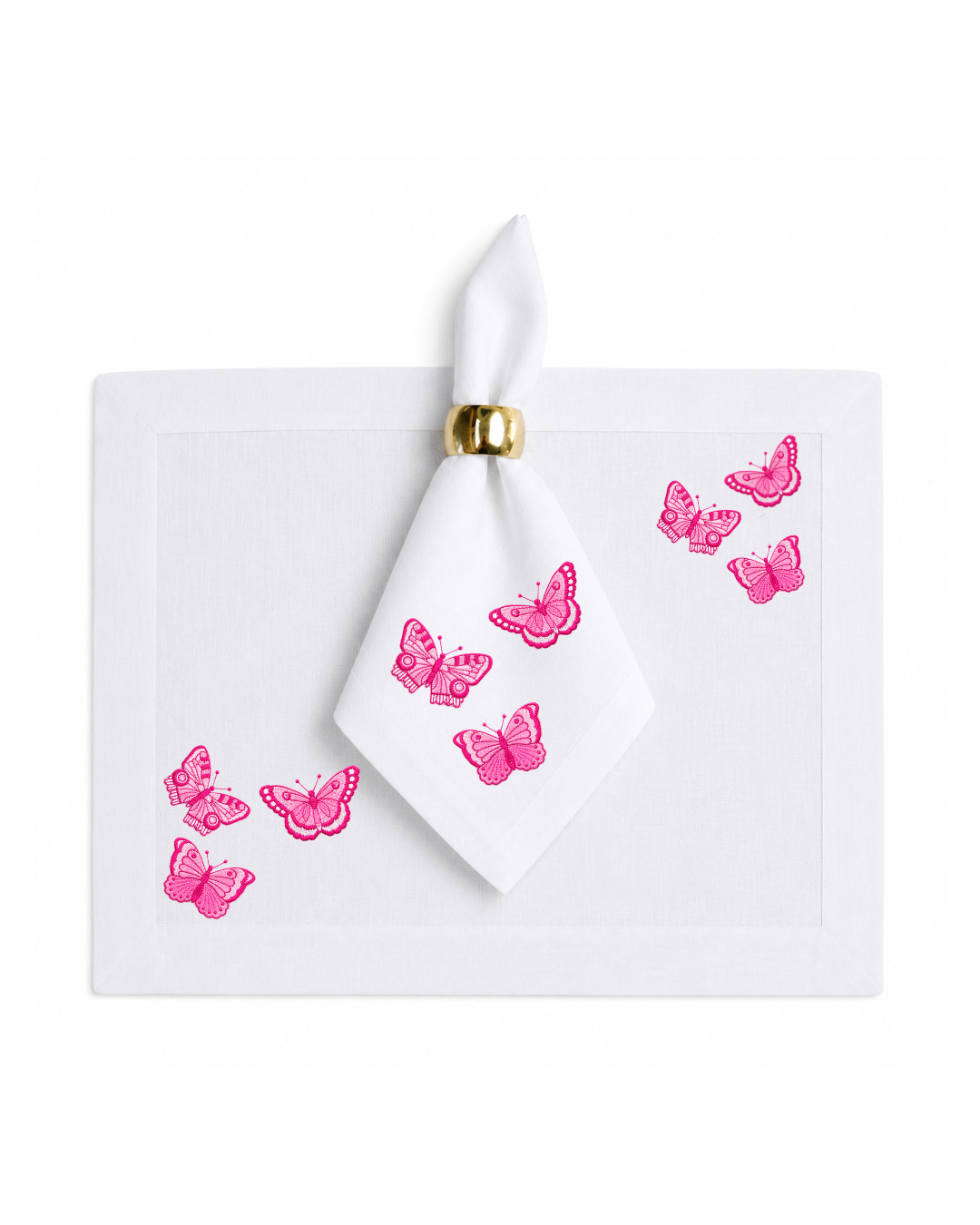 Bordado de Mariposas Rosa mexicano