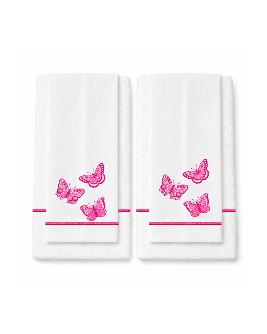 Bordado de Mariposas Rosa mexicano