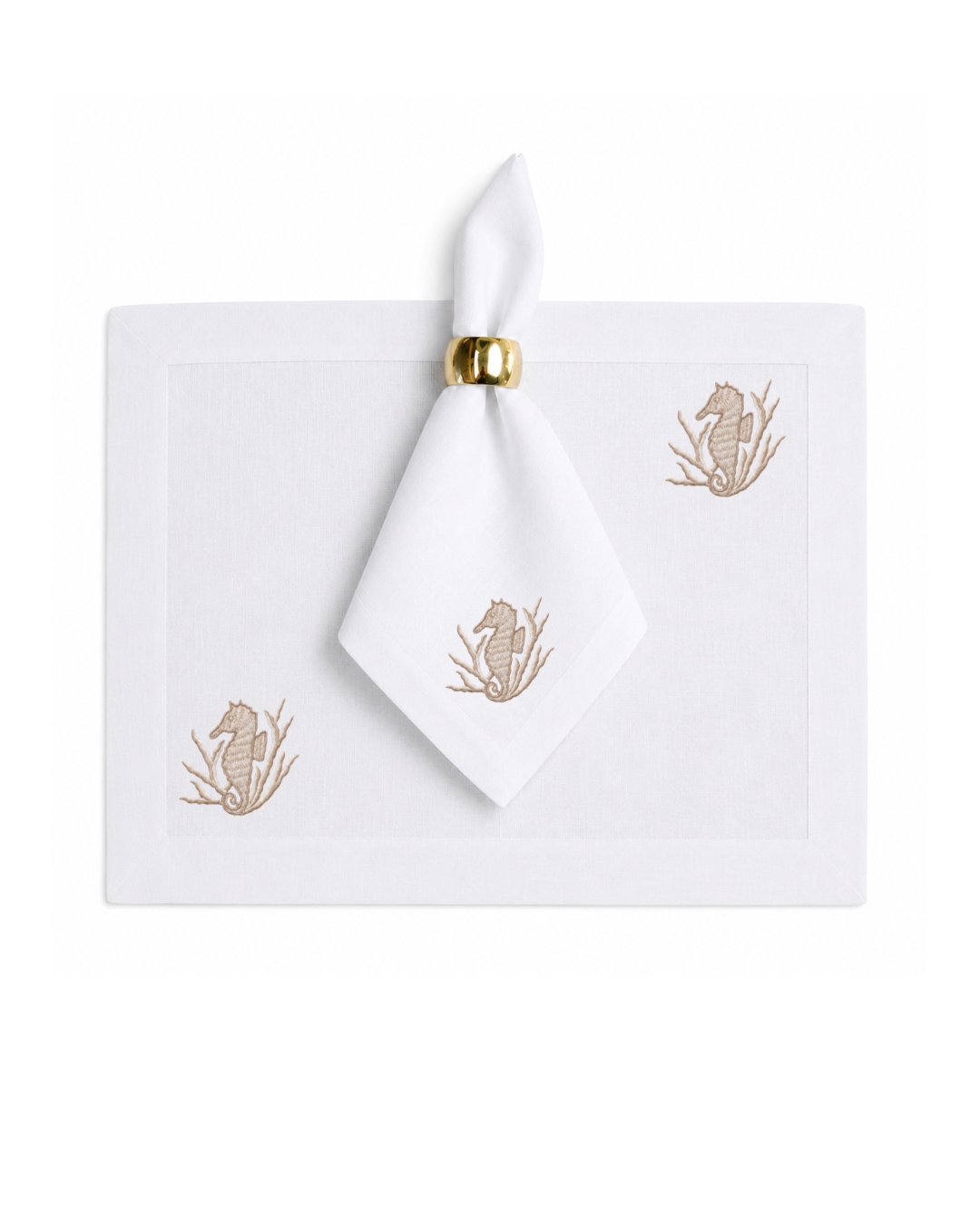 Bordado de Caballito de Mar | Beige