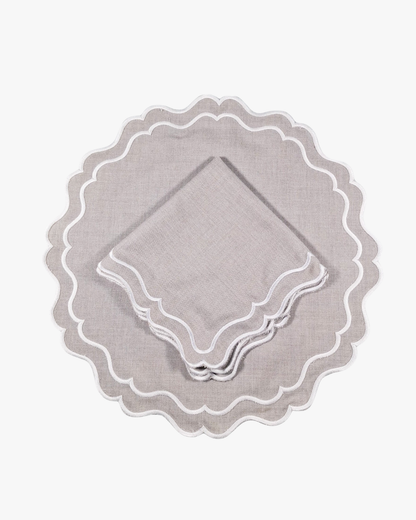 Juego de 4 Individuales con Servilleta Waterproof l Gris